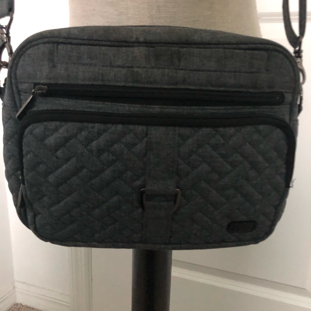 Lug Carousel Gray Quilted RFID Crossbody Bag